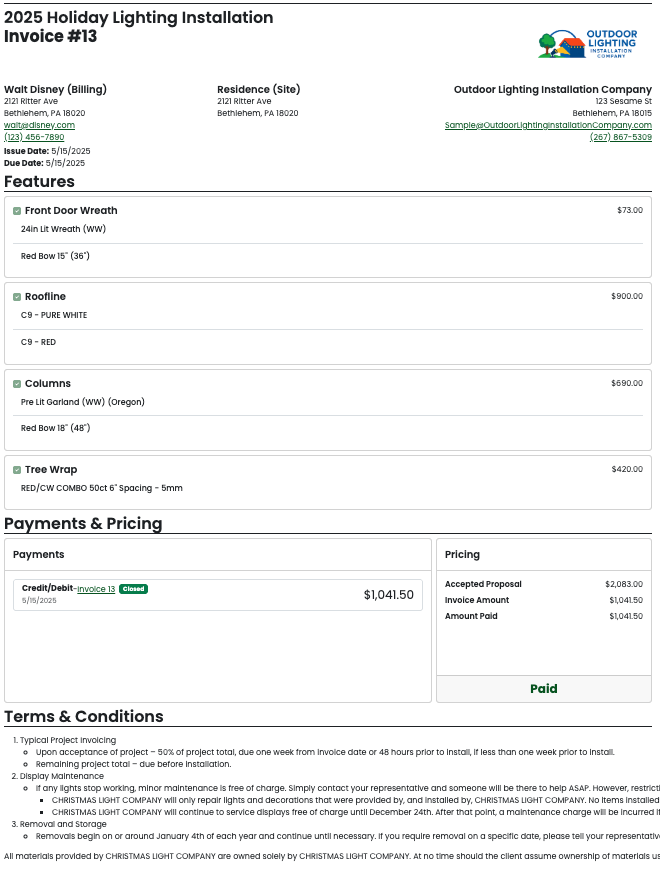 Project invoice
